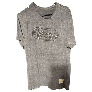Boston Bruins Philadelphia Flyers 2010 Winter Classic Gray Vintage Tee Mens Sz L